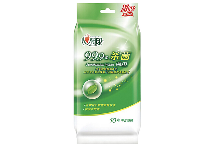 HEART-SHAPED 99.9% STERILIZATION WIPES (GREEN) 10PCS